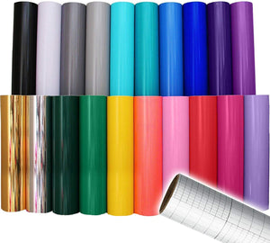 VViViD Deco65 Paquete de vinilo adhesivo multicolor de 100.1 x 4.9 ft, incluye rollo de papel de transferencia de 12.0 x 24.0 in (8 rollos) - Arteztik