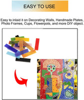 Jili en línea 70 piezas varios colores vidrio Piezas mosaico azulejos Tessera para artes bricolaje forma de rectángulo Craft 10 x 40 mm - Arteztik
