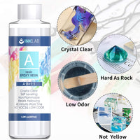 Resina epoxi Crystal Clear Kit 14 Oz Recubrimiento Resina Fundición Paquete con Pigmento de Resina para Joyerías, Artesanías, Varillas de Mezcla, Tazas de Silicona, Guantes, Pipetas - Arteztik
