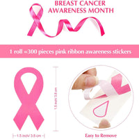 300 piezas de calcomanías de cinta rosa para concienciación sobre el cáncer de mama, 12 unidades de pulseras de goma para eventos de caridad, suministros para fiestas - Arteztik