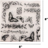 Tikkii - Sellos transparentes con diseño de mariposas para hacer tarjetas y álbumes de recortes, 8.0 x 8.0 in - Arteztik