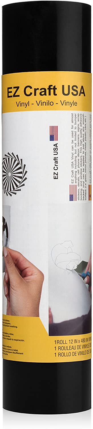 SGHUO Vinilo adhesivo permanente blanco y negro, 2 rollos de 12 pulgadas x  20 pies, paquete de vinilo para silueta, para manualidades, troqueladores