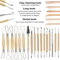 Herramientas de cerámica, 44 piezas de arcilla de cerámica juego de herramientas de esculpir con funda de plástico, para principiantes y manualidades de arte profesional, por Augernis - Arteztik