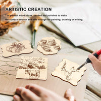 Adornos de madera sin terminar, PETUOL DIY 32 piezas de 3.9 x 3.0 in creativo irregular en blanco rebanadas naturales de madera para manualidades, pintura, pirografía, escritura, accesorios para fotos, posavasos y decoraciones del hogar - Arteztik