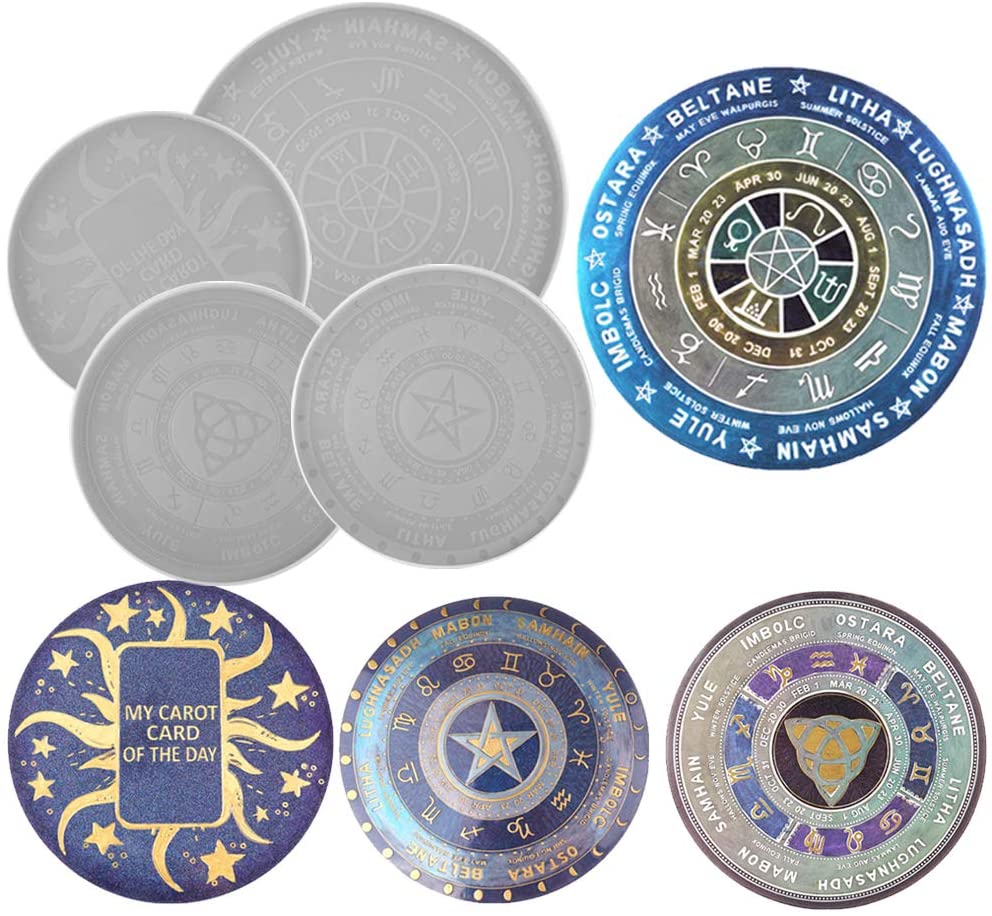 Iriisy - Molde de silicona para placa de astrología (4 unidades, diseño de luna, estrella, tarot y tarot) - Arteztik