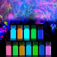 Seisso 12 colores brillan en la oscuridad pigmento en polvo, polvo luminoso con lámpara UV resina epoxi brilla en la oscuridad polvo para limo brillo tinte para DIY uñas arte, pintura acrílica, resina manualidades (20 g/0.7 oz cada uno) - Arteztik
