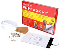 Kit de libro con caja de luz, 400 hojas de 4.5" x 2.5" y 22 tornillos en 3 tamaños, caja de luz LED A5 para dibujo y rastreo, kit de libro sin purga para bocetos y animación, papel de 120 GSM con agujeros - Arteztik
