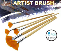 ZHOUXINXING - Juego de 5 cepillos de madera de nailon con forma de abanico para pintar y dibujar - Arteztik
