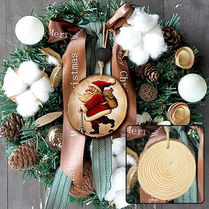 Prsildan - Rodajas de madera natural con agujeros de 2.5 - 3.1 in, 30 piezas de cuentas de madera para manualidades de bricolaje, 30 piezas de adornos de madera sin terminar para manualidades de Navidad - Arteztik