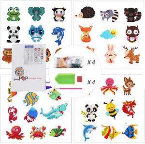 39Pcs 5D Diamond Painting Stickers Kits for Kids, Creatiee DIY Art Craft Animal & Sea World Painting with Diamonds, Paint by Numbers Diamonds for Children Adult Beginners - Funny & Colorful - Arteztik