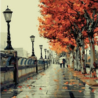 Kit de bricolaje de pintura al óleo, pintura por número, estilo amor romántico de otoño, 16 x 20 pulgadas - Arteztik