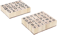 Juvale Alphabet - Sellos de goma de madera, letras superiores e inferiores con símbolos, 60 unidades - Arteztik
