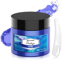 Alritz Mica Powder Pigment - Indigo - Botella de 1 oz - Polvo metálico de mica de grado cosmético para arte epoxi, joyería de resina, uñas, pintura, bellas artes, maquillaje, colorante de limo, tinte de jabón - Arteztik
