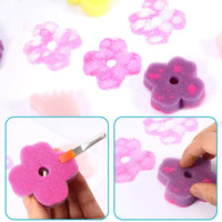 Gejoy - Juego de 64 esponjas de pintura para niños, números del alfabeto, esponjas de pintura de animales, formas de esponja, modelos de esponja, herramientas de dibujo para niños, niños, cuarto de baño educativo - Arteztik