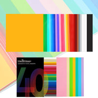TECKWRAP Hojas adhesivas permanentes de vinilo de 12.0 x 12.0 in, 40 hojas/paquete de colores surtidos para cortadores de manualidades - Arteztik
