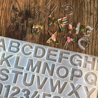 Molde de resina de alfabeto y letras de silicona, moldes de resina de números y letras de resina de moldes de epoxi para hacer herramienta de bricolaje para pendientes llavero accesorio de joyería - Arteztik