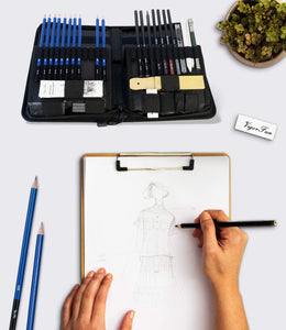  H & B Kit de dibujo profesional de 40 piezas, kit completo de  artista, incluye lápices de grafito, pasteles, sacapuntas y borrador : Arte  y Manualidades