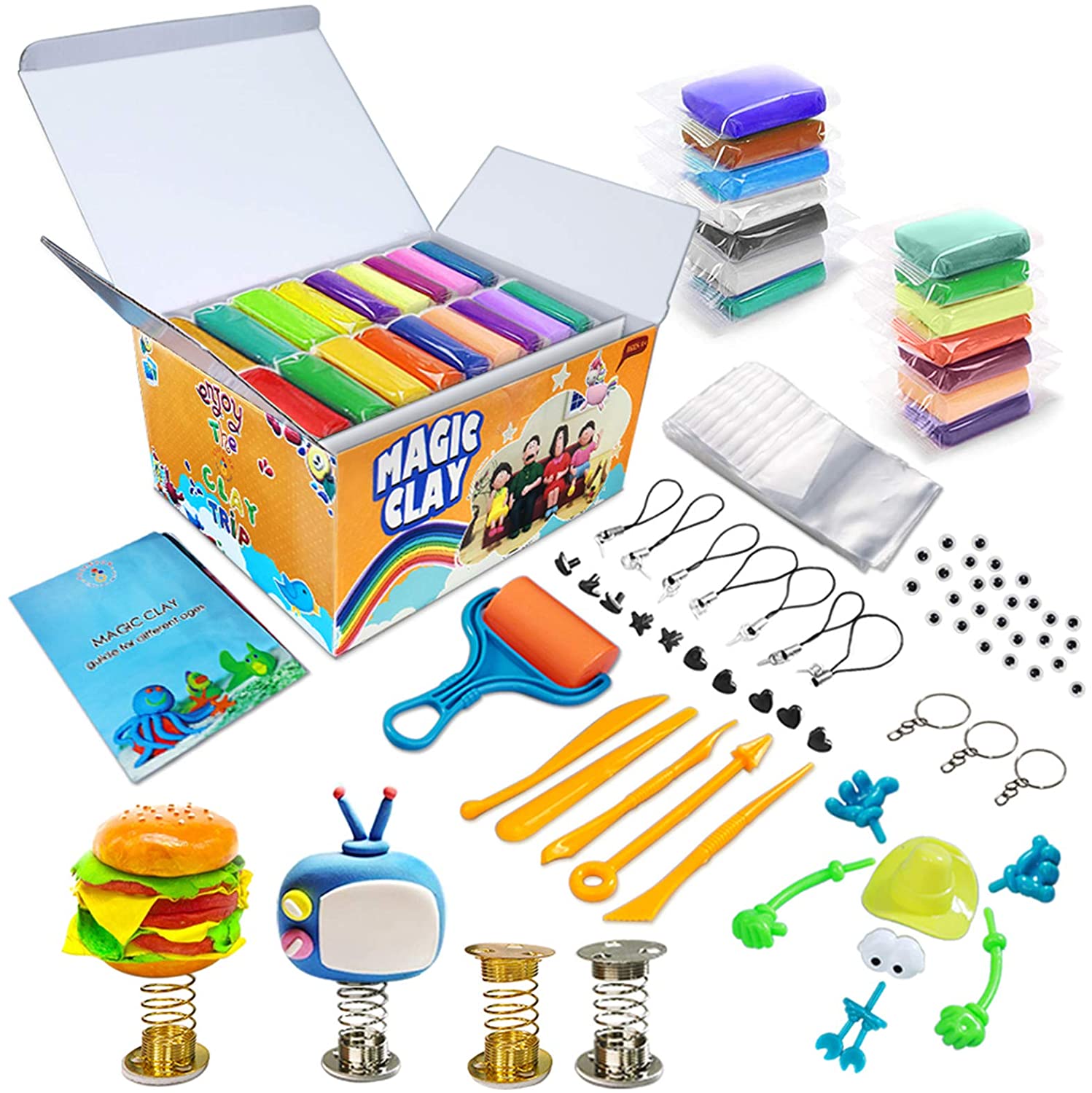  Kit de arcilla para modelar – 24 colores de secado al aire  ultra ligero, suave y elástico, arcilla de moldeo con herramientas, regalo  para niños y niñas de 3 a 12