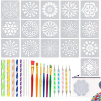 Juego de 36 herramientas de punteado de mandala con bolsa de almacenamiento con cremallera, herramientas de punto, pinceles y bandeja de pintura para pintar rocas dibujo y dibujo, manualidades para niños, arte de uñas, pintura - Arteztik