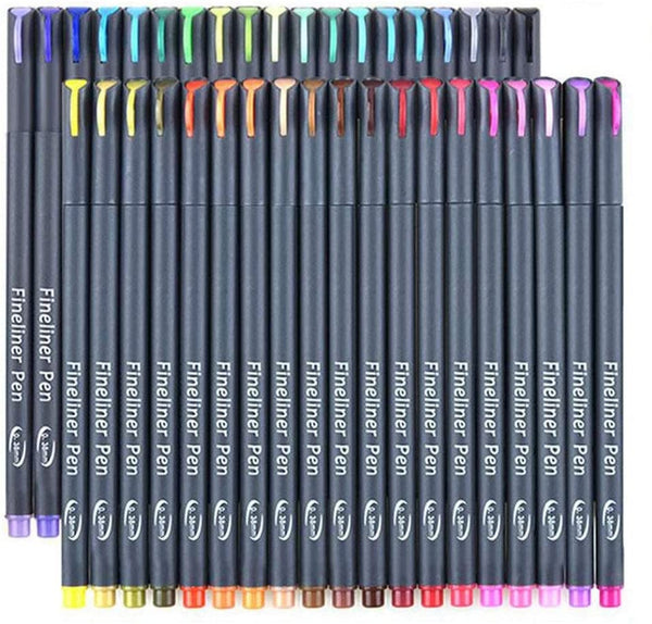 Smart Color Art - 38 bolígrafos de punta fina porosa con 2 plantillas, marcadores de dibujo de punta fina, perfectos para planificador de diario, adultos, colorear, oficina, universidad, suministros de arte - Arteztik