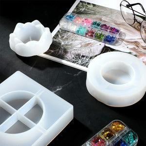 3 moldes de resina para velas de flor de loto, forma cuadrada, molde de silicona para manualidades, joyas, para hacer suministros de decoración del hogar - Arteztik