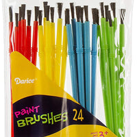 Darice Kid's (24 piezas) – Surtido de 4 colores, perfecto para manos pequeñas – Viene en una bolsa reutilizable para un fácil almacenamiento – Brochas de pintura resistentes al cobertizo - Arteztik