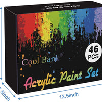 COOL BANK Acrylic Paint Set, 46 Piece Professional Painting Supplies Set, Includes 24 Acrylic Paints, 12 Painting Brushes, Canvas, Palette, Acrylic Painting Pad, for Artists,Students and Kids - Arteztik