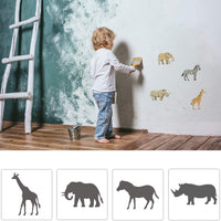 Plantilla de 12 piezas de animales del bosque. Plantilla reutilizable para dibujar en paredes y manualidades para pintura de niños (5.5 x 5.9 in). - Arteztik
