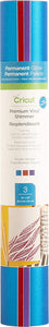 Cricut Shimmer Hojas de vinilo, 12.0 x 24.0 in (3), rollo adhesivo de vinilo – Royalty Sampler – azul, rojo, morado - Arteztik