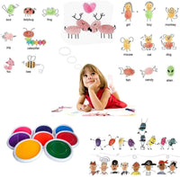 AHUMANs - Almohadilla de tinta para sellos de goma, lavable, 8 colores, para niños - Arteztik

