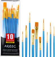 Juego de pinceles de pintura acrílica, 1 paquete/10 cepillos de pelo de nailon para todo tipo de usos para pintura al óleo, acuarela, kit profesional - Arteztik
