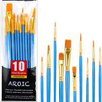 Juego de pinceles de pintura acrílica, 1 paquete/10 cepillos de pelo de nailon para todo tipo de usos para pintura al óleo, acuarela, kit profesional - Arteztik