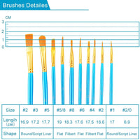 DAIKOYE Juego de pinceles de pintura acrílica, 20 unidades, pinceles de pintura para pintura acrílica al óleo, acuarela, arte de uñas faciales, kit de pintura de pintura de roca corporal (azul y negro, 20 paquetes) - Arteztik
