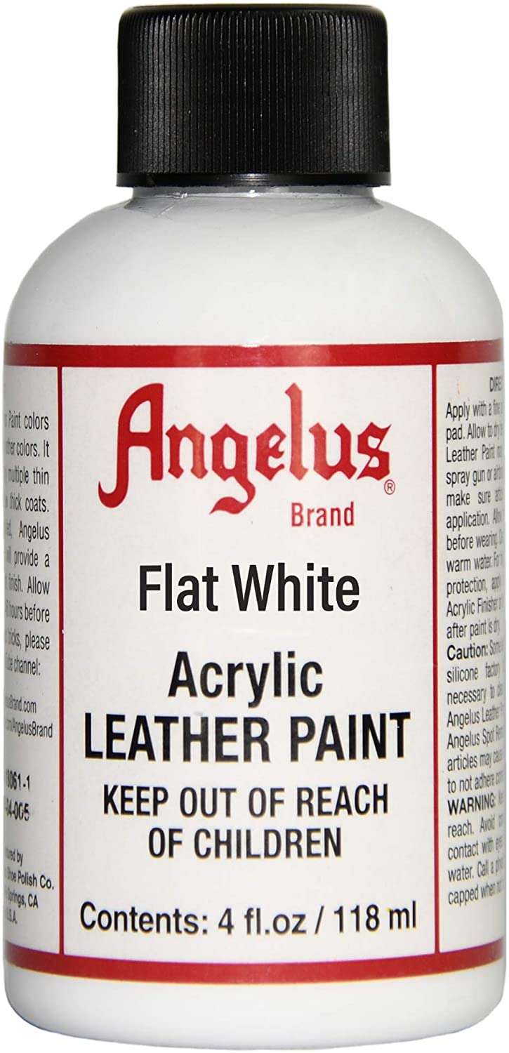 Angelus Pintura para cuero, 4 onzas, color blanco plano, 5