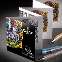 Castle Art Supplies - Juego de 100 bolígrafos de gel con funda para adultos y niños artistas, ideal para colorear libros de dibujo, álbumes de recortes, escritura | incluye purpurina en colores pastel metálico y gel de punta fina suave de neón - Arteztik