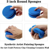 Astarexin - Esponjas de pintura redondas para aplicar esponjas de acuarela, 4 unidades, color azul - Arteztik