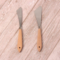 YalansmaiP - Juego de 2 cuchillos de pintura de acero inoxidable con mango de madera y hoja de acero, accesorios para pintura al óleo para arte y pintura - Arteztik