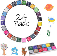 Fstaor - Almohadillas de tinta lavables para niños, 24 unidades, para sellos de goma, papel de madera, 24 unidades - Arteztik

