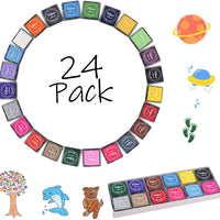 Fstaor - Almohadillas de tinta lavables para niños, 24 unidades, para sellos de goma, papel de madera, 24 unidades - Arteztik