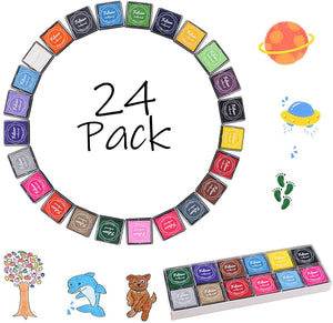 Fstaor - Almohadillas de tinta lavables para niños, 24 unidades, para sellos de goma, papel de madera, 24 unidades - Arteztik