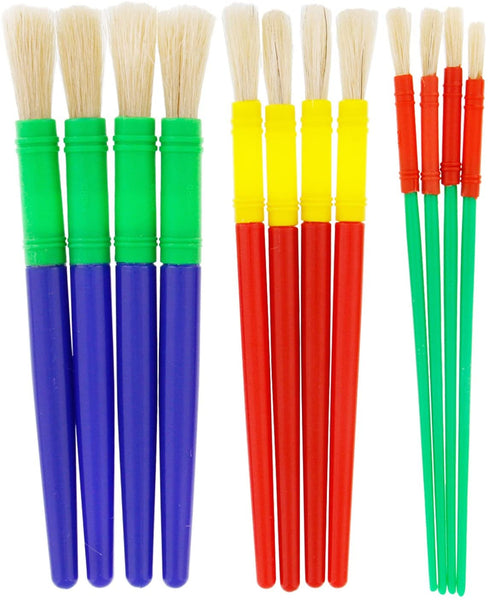 US Art Supply 12 Piezas cepillos redondos de los niños Témpera en 3 tamaños - Arteztik