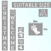 23 plantillas de gran bienvenida y Navidad para pintar en madera reutilizable, feliz Navidad reutilizable para carteles de porche, decoración de puerta delantera, puerta de cristal - Arteztik