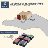 Juego de sellos de goma con almohadillas de tinta, sellos de clasificación para profesores (6 unidades) - Arteztik
