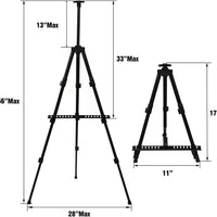 Caballete de artista, caballete de metal de aluminio extra grueso con trípode de 17 a 56 pulgadas de altura ajustable con bolsa portátil para piso/mesa de dibujo y visualización - Arteztik