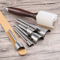 Caydo 8 piezas de cuero herramientas de artesanía medio redondo cortador perforador para manualidades, correa de correa, cartera y bolsa, 0.197-1.575 in - Arteztik
