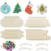 50 adornos de madera sin terminar para decoración navideña y manualidades, 10 estilos de madera sin terminar para decoración de Navidad y manualidades - Arteztik