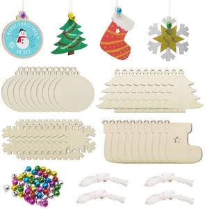 50 adornos de madera sin terminar para decoración navideña y manualidades, 10 estilos de madera sin terminar para decoración de Navidad y manualidades - Arteztik