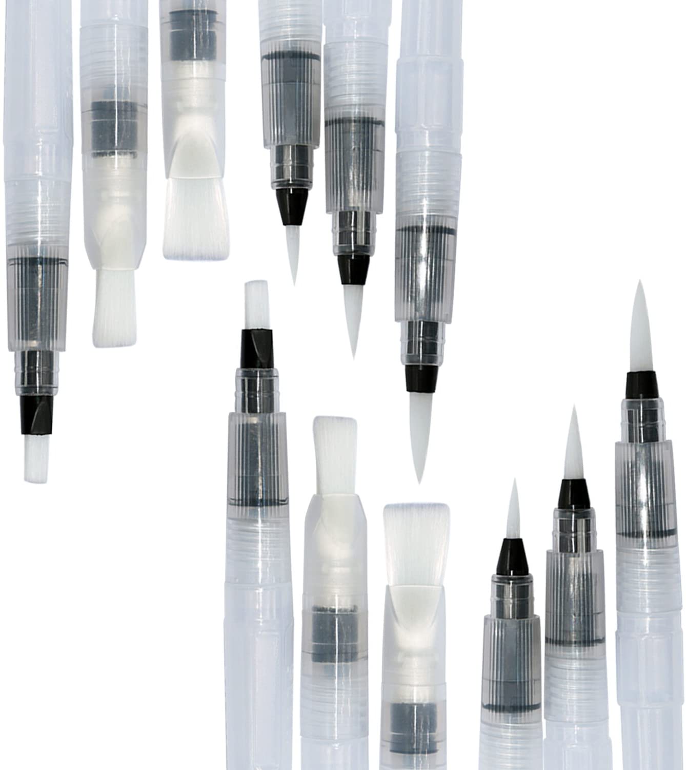 Operitacx Juego de 12 pinceles de acuarela negros para dibujar pinceles en  miniatura, suministros de limpieza, pinceles de acuarela, pincel fino