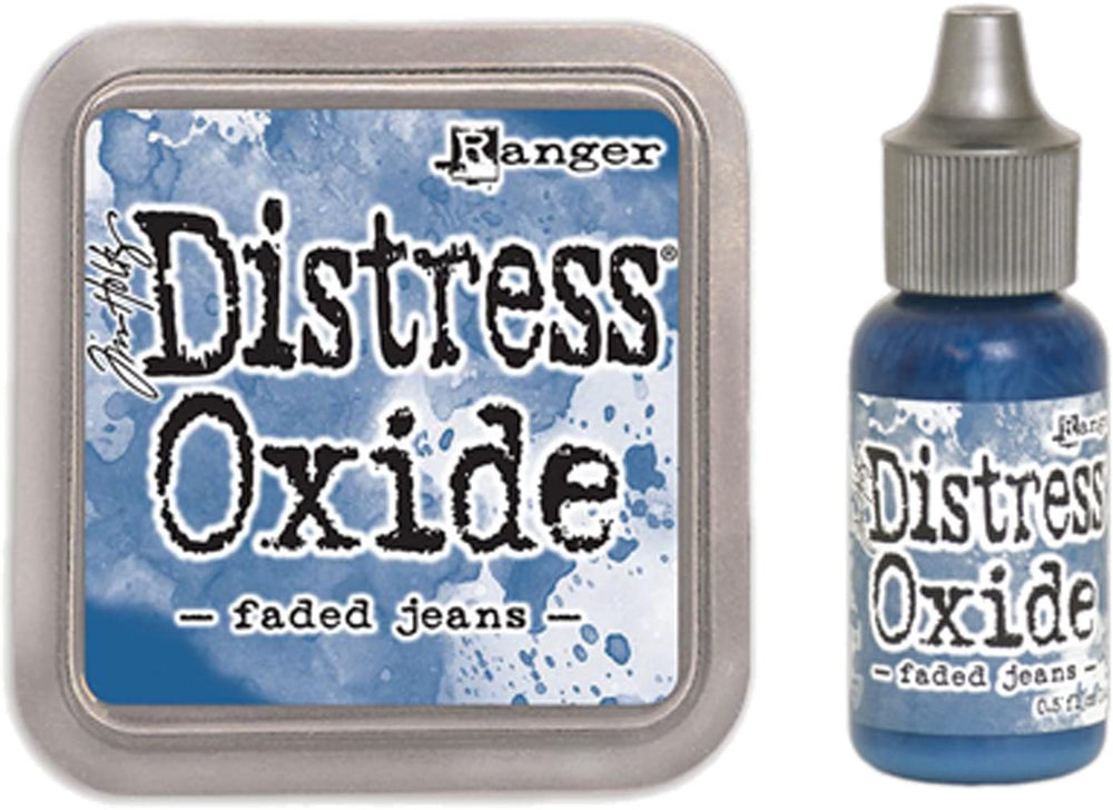 Special Bundle Ranger Tim Holtz Distress – Óxido Faded Jeans + Almohadilla de tinta para envejecer grabados - Arteztik