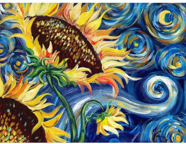 Kit de pintura de diamante para adultos y niños, 5D DIY Abstracto Girasol Diamante Accesorios de arte con taladro redondo completo para decoración de pared del hogar - 15.7 × 11.8 pulgadas - Arteztik